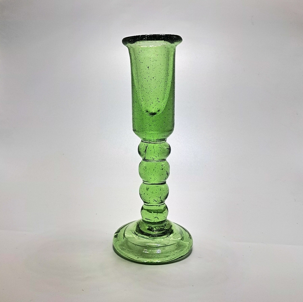 Hand Blown 1959 Green Jamestown Glass Candle Holder